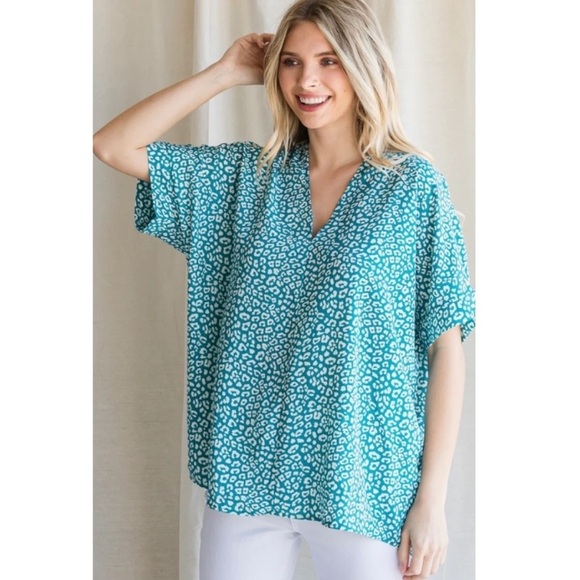 JODIFL Tops - Jodifl Teal The End Oversized Blouse